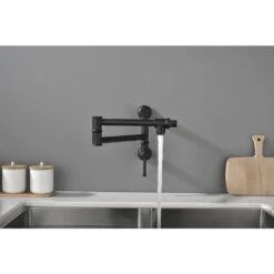 Wall Mount Pot Filler Faucet Wall Mount Pot Filler Faucet, Modern Brass Pot Filler 2-Attachment In Matte Black -Tahanbath matte black tahanbath pot fillers y w928 104082 44 1000