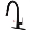 Single-Handle Touchless Pull Down Sprayer Kitchen Faucet, Infrared Motion Spring Sink Faucets In Matte Black