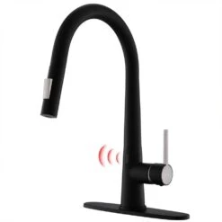 Single-Handle Touchless Pull Down Sprayer Kitchen Faucet, Infrared Motion Spring Sink Faucets In Matte Black