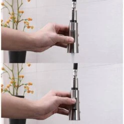 18 In. Single Handle Pull Down Sprayer Kitchen Faucet 360° Spout Swivel In Matte Black -Tahanbath matte black tahanbath pull down kitchen faucets z bb078mb 1 1f 1000