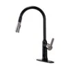 18 In. Single Handle Pull Down Sprayer Kitchen Faucet 360° Spout Swivel In Matte Black