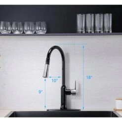 18 In. Single Handle Pull Down Sprayer Kitchen Faucet 360° Spout Swivel In Matte Black -Tahanbath matte black tahanbath pull down kitchen faucets z bb078mb 1 fa 1000
