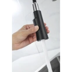 17.13 In Matte Black Kitchen Faucet With Soap Dispenser Single Handle 360 Degree Spout Swivel Kitchen Sink Faucet -Tahanbath matte black tahanbath pull down kitchen faucets z t3177p277522 1f 1000