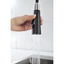 17.13 In Matte Black Kitchen Faucet With Soap Dispenser Single Handle 360 Degree Spout Swivel Kitchen Sink Faucet -Tahanbath matte black tahanbath pull down kitchen faucets z t3177p277522 fa 1000