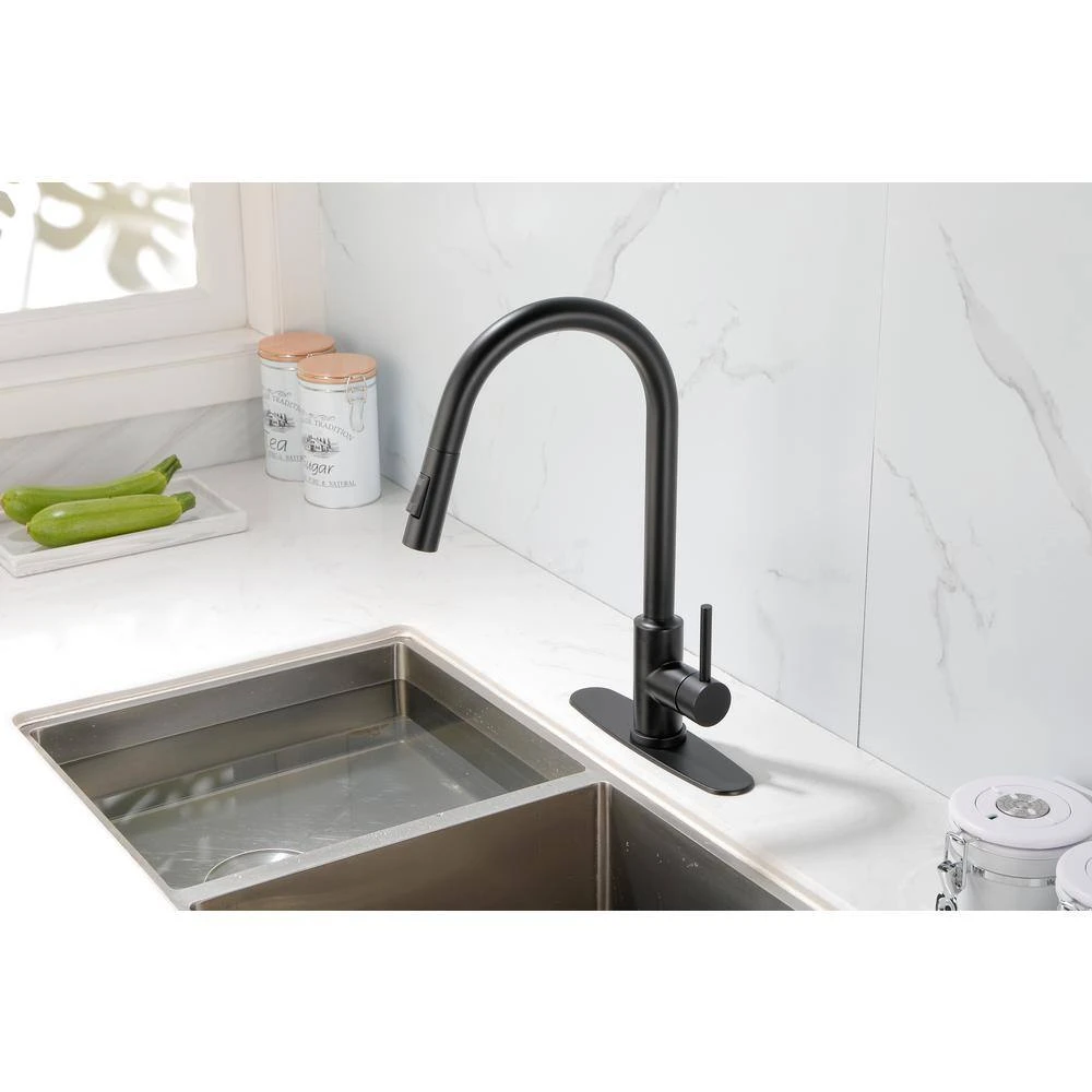 Kitchen Faucet Single Handle Pull Down Sprayer Kitchen Faucet In Matte Black 5 Kitchen Faucet Single Handle Pull Down Sprayer Kitchen Faucet In Matte Black - Image 5