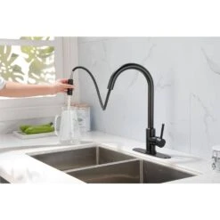 Kitchen Faucet Single Handle Pull Down Sprayer Kitchen Faucet In Matte Black 10 Kitchen Faucet Single Handle Pull Down Sprayer Kitchen Faucet In Matte Black -Tahanbath matte black tahanbath pull down kitchen faucets z th9001mb 8 4f 1000
