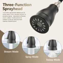 Double Handle Pull Down Sprayer Kitchen Faucet With Pull-Down Spray Head In Matte Black -Tahanbath matte black tahanbath pull down kitchen faucets z w122565381 4f 1000