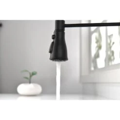21 In. Touch Kitchen Faucet With Pull Down Sprayer In Black 360° Spout Swivel -Tahanbath matte black tahanbath pull down kitchen faucets z w2287p143151 76 1000