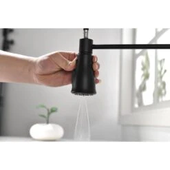 21 In. Touch Kitchen Faucet With Pull Down Sprayer In Black 360° Spout Swivel -Tahanbath matte black tahanbath pull down kitchen faucets z w2287p143151 fa 1000
