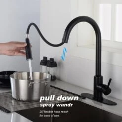 Touch Kitchen Faucet With Pull Down Sprayer -Tahanbath matte black tahanbath pull down kitchen faucets z w2287p182871 76 1000