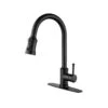 Matte Black Touch 16.53 In. H Pull Down Sprayer Kitchen Faucet With 360 ° Spout Swivel