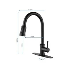 Matte Black Touch 16.53 In. H Pull Down Sprayer Kitchen Faucet With 360 ° Spout Swivel -Tahanbath matte black tahanbath pull down kitchen faucets z w928p318996 fa 1000