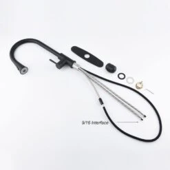 16.14 In Matte Black 360 Degree Spout Swivel Kitchen Faucet With Pull Out Spraye -Tahanbath matte black tahanbath pull out kitchen faucets z w2287p183090 44 1000