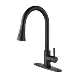 16.14 In Matte Black 360 Degree Spout Swivel Kitchen Faucet With Pull Out Spraye