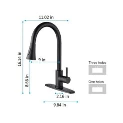 16.14 In Matte Black 360 Degree Spout Swivel Kitchen Faucet With Pull Out Spraye -Tahanbath matte black tahanbath pull out kitchen faucets z w2287p183090 c3 1000