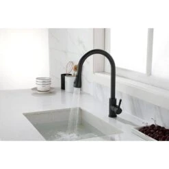 12 In. Kitchen Faucet With 360° Spout Swivel Pull Out Spraye In Matte Black -Tahanbath matte black tahanbath pull out kitchen faucets z w2287p184793 44 1000