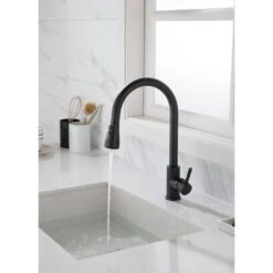 12 In. Kitchen Faucet With 360° Spout Swivel Pull Out Spraye In Matte Black -Tahanbath matte black tahanbath pull out kitchen faucets z w2287p184793 76 1000