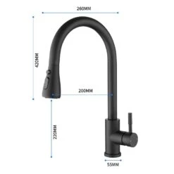 12 In. Kitchen Faucet With 360° Spout Swivel Pull Out Spraye In Matte Black -Tahanbath matte black tahanbath pull out kitchen faucets z w2287p184793 c3 1000