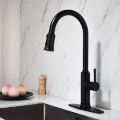 19.68 In Matte Black 360 Degree Spout Swivel Kitchen Faucet With Pull Out Spraye 12 19.68 In Matte Black 360 Degree Spout Swivel Kitchen Faucet With Pull Out Spraye -Tahanbath matte black tahanbath pull out kitchen faucets z w2287p319014 1f 1000