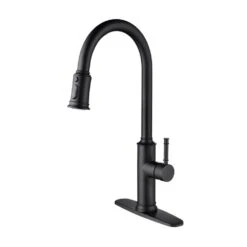 19.68 In Matte Black 360 Degree Spout Swivel Kitchen Faucet With Pull Out Spraye