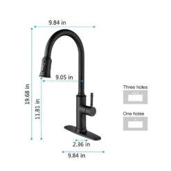 19.68 In Matte Black 360 Degree Spout Swivel Kitchen Faucet With Pull Out Spraye 10 19.68 In Matte Black 360 Degree Spout Swivel Kitchen Faucet With Pull Out Spraye -Tahanbath matte black tahanbath pull out kitchen faucets z w2287p319014 c3 1000