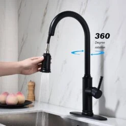19.68 In Matte Black 360 Degree Spout Swivel Kitchen Faucet With Pull Out Spraye 14 19.68 In Matte Black 360 Degree Spout Swivel Kitchen Faucet With Pull Out Spraye -Tahanbath matte black tahanbath pull out kitchen faucets z w2287p319014 fa 1000