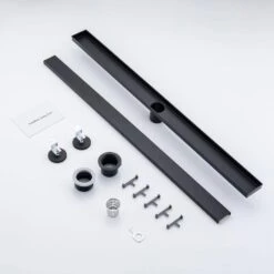 2.75 In W X 36 In D Stainless Steel Decorative Drain Cover With Matte Black -Tahanbath matte black tahanbath shower drains q pzz 7001h 36 fa 1000