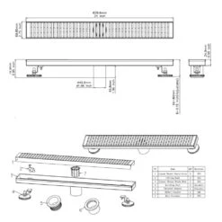 2.75 In. W X 24 In. D Grid Shower Drain Stainless Steel Decorative Drain Cover With Matte Black -Tahanbath matte black tahanbath shower drains q pzz 7002h 24 1d 1000