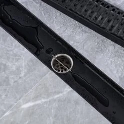 2.75 In. W X 24 In. D Grid Shower Drain Stainless Steel Decorative Drain Cover With Matte Black -Tahanbath matte black tahanbath shower drains q pzz 7002h 24 c3 1000