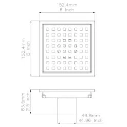 6 In W X 6 In D Stainless Steel Decorative Drain Cover With Matte Black -Tahanbath matte black tahanbath shower drains q pzz 7003h 6 76 1000