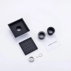 6 In W X 6 In D Stainless Steel Decorative Drain Cover With Matte Black -Tahanbath matte black tahanbath shower drains q pzz 7003h 6 fa 1000