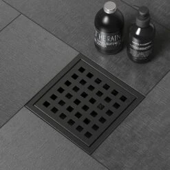 4 In. Square Shower Floor Drain -Tahanbath matte black tahanbath shower drains z w928p225883 fa 1000