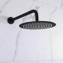 1-Handle 2-Spray Rain Shower Faucet And Hand Shower Combo Kit In Black (Valve Included) -Tahanbath matte black tahanbath shower faucets nk0711 zq 1f 1000