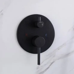 1-Handle 2-Spray Rain Shower Faucet And Hand Shower Combo Kit In Black (Valve Included) -Tahanbath matte black tahanbath shower faucets nk0711 zq fa 1000