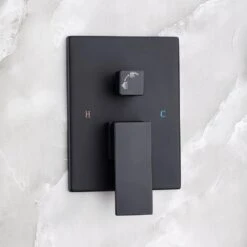 Single-Handle Rainfall 10 In. Square Shower Head Combo Set With High Pressure Wall Mounted In Matte Black -Tahanbath matte black tahanbath shower faucets w1194 d93102h kxc 1f 1000