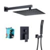 Single-Handle Rainfall 10 In. Square Shower Head Combo Set With High Pressure Wall Mounted In Matte Black