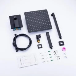 Single-Handle Rainfall 10 In. Square Shower Head Combo Set With High Pressure Wall Mounted In Matte Black -Tahanbath matte black tahanbath shower faucets w1194 d93102h kxc 76 1000