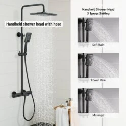 Single Handle 2-Spray Shower Faucet 1.8 GPM With Easy To Install In Matte Black -Tahanbath matte black tahanbath shower faucets z t104 re mb 31 1000