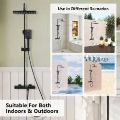 Single Handle 2-Spray Shower Faucet 1.8 GPM With Easy To Install In Matte Black -Tahanbath matte black tahanbath shower faucets z t104 re mb 44 1000