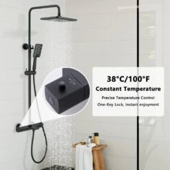 Single Handle 2-Spray Shower Faucet 1.8 GPM With Easy To Install In Matte Black -Tahanbath matte black tahanbath shower faucets z t104 re mb 76 1000