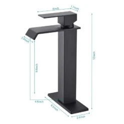 Waterfall Spout Single Handle Bathroom Sink Faucet In Matte Black -Tahanbath matte black tahanbath single hole bathroom faucets y w2287 p168578 44 1000
