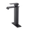 Waterfall Spout Single Handle Bathroom Sink Faucet In Matte Black