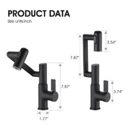 Bathroom Sink Faucet With Spray Function And Temperature Display For Anti-Skid Switch And Hot And Cold And 360° Rotary -Tahanbath matte black tahanbath single hole bathroom faucets z w121765120 1f 1000