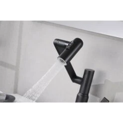 Bathroom Sink Faucet With Spray Function And Temperature Display For Anti-Skid Switch And Hot And Cold And 360° Rotary -Tahanbath matte black tahanbath single hole bathroom faucets z w121765120 31 1000