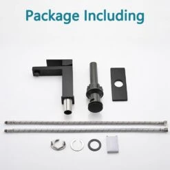 Bathroom Faucet Single Hole, Single Handle Faucet For Bathroom Sink With Deckplate And Drain Assembly In Matte Black -Tahanbath matte black tahanbath single hole bathroom faucets z w1224p195894 44 1000