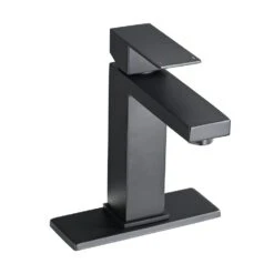 Bathroom Faucet Single Hole, Single Handle Faucet For Bathroom Sink With Deckplate And Drain Assembly In Matte Black -Tahanbath matte black tahanbath single hole bathroom faucets z w1224p195894 c3 1000