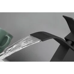 Waterfall Spout Single Handle Bathroom Sink Faucet -Tahanbath matte black tahanbath single hole bathroom faucets z w2287p154572 1f 1000