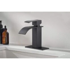 Waterfall Spout Single Handle Bathroom Sink Faucet -Tahanbath matte black tahanbath single hole bathroom faucets z w2287p154572 31 1000