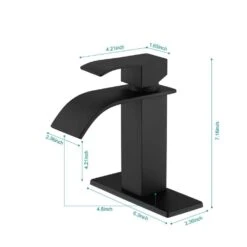 Waterfall Spout Single Handle Bathroom Sink Faucet -Tahanbath matte black tahanbath single hole bathroom faucets z w2287p154572 4f 1000