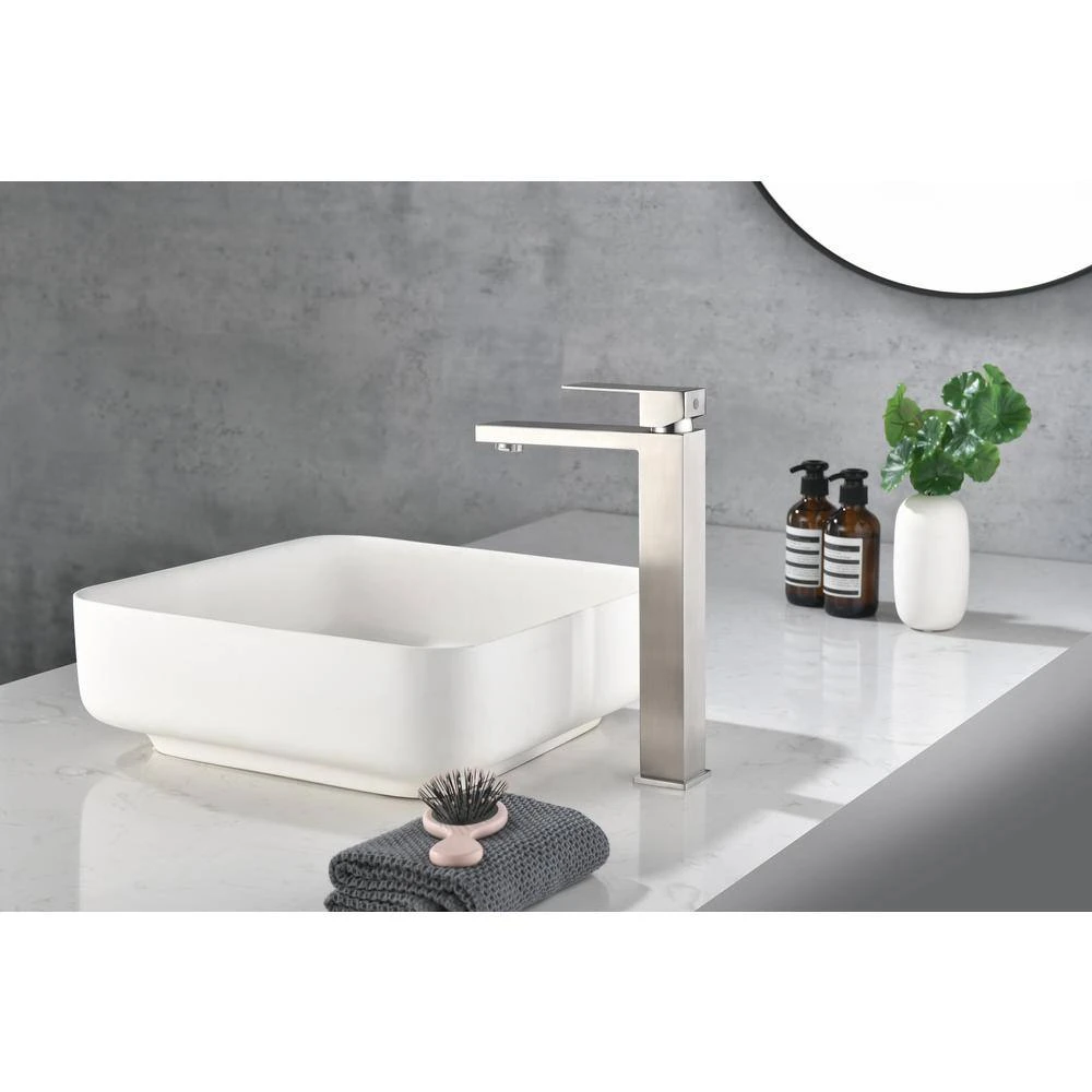 Waterfall Spout Bathroom Faucet, Single Handle Bathroom Vanity Sink Faucet Matt BlackOn-SiteWL 4 Waterfall Spout Bathroom Faucet, Single Handle Bathroom Vanity Sink Faucet Matt BlackOn-SiteWL - Image 4